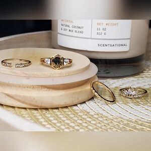 Womens Bundle Set Of 4 18k Gold Plated Over Brass Dainty Accent Rings